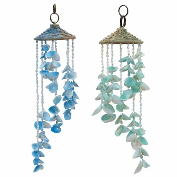 2 Color Shell Hat Wind Chimes 4x18" (Set of 2)