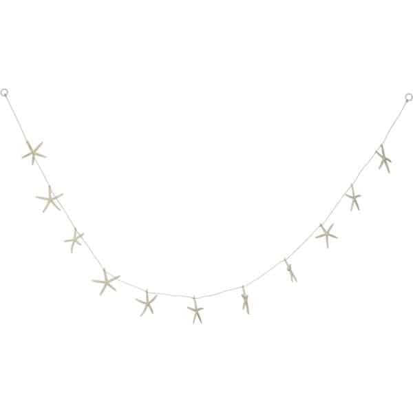 Eleven White Finger Starfish on Single Strand 72"