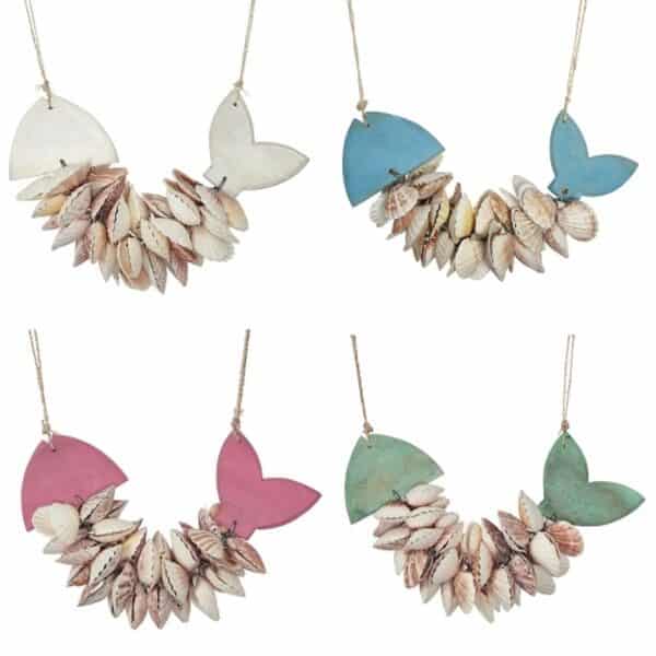 4 Assorted Colored Pecten Curved Fish 12" (Set of 4)