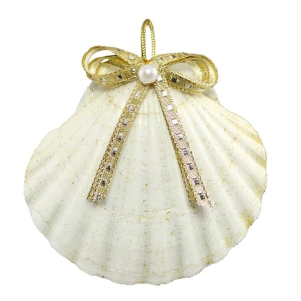 2 Scallop Christmas Holidays Ornaments 3-4" (Set of 2)
