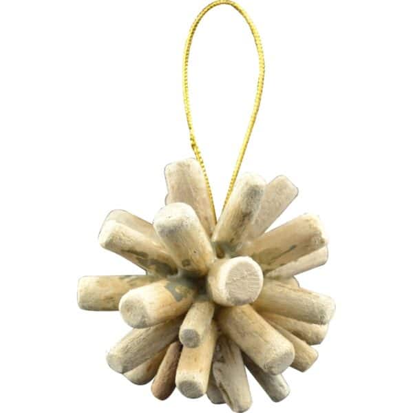 2 Driftwood Ball Christmas Holidays Ornaments 3" (Set of 2)