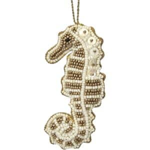 Seahorse Mother of Pearl (MOP) & Beads Ornament Gold
