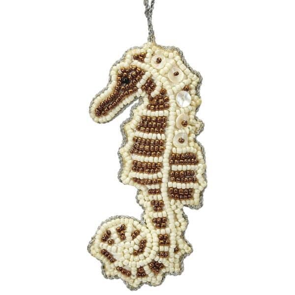 Seahorse Mother of Pearl (MOP) & Beads Ornament Bronze