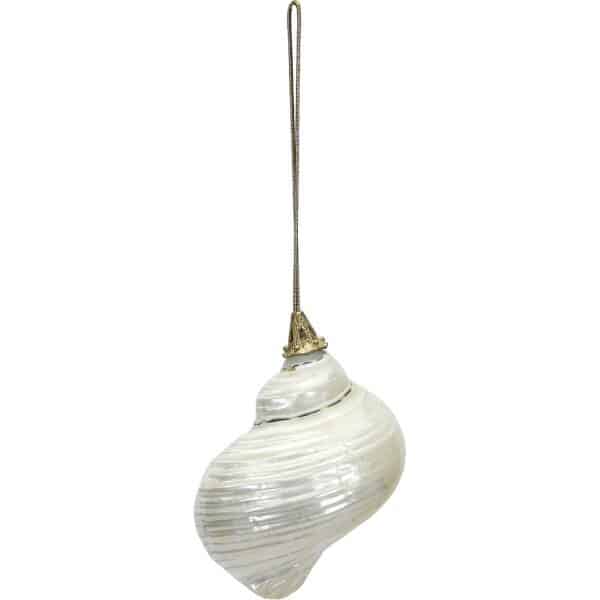 6 Pearled Turbo with Brass Cap Ornaments 2.5-3" (Set of 6)