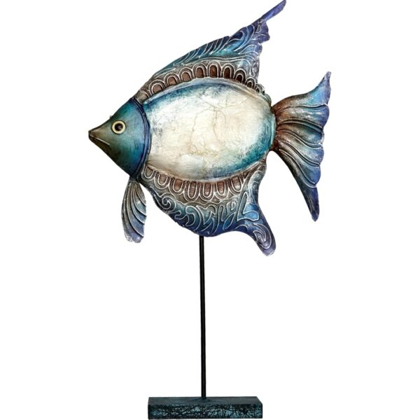 Metal and Capiz Fish Statue 14"