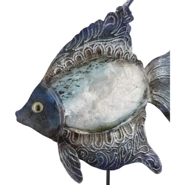 Metal and Capiz Fish Statue 14" - Image 2
