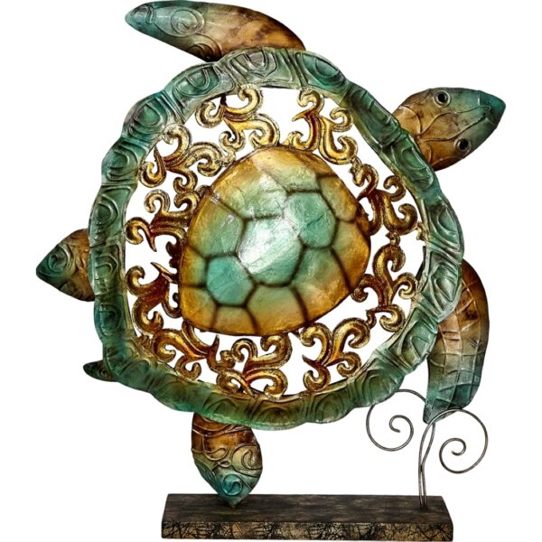 Metal and Capiz Turtle Statue 15"
