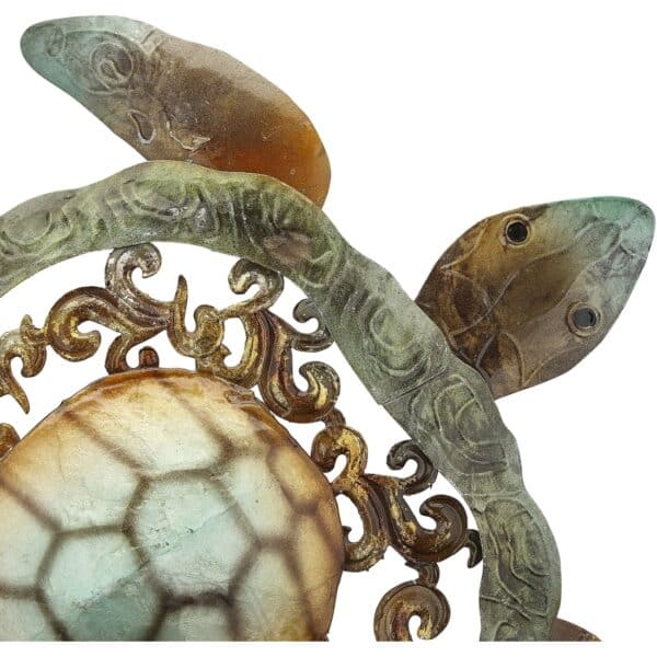 Metal and Capiz Turtle Statue 15" - Image 2