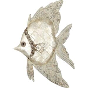Metal and Capiz Fish Wall Decor 8x12" Ivory