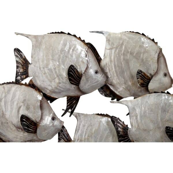 Metal and Capiz School of Dory Fish Wall Decor 31x15" (White Elegance Collection) - Image 2