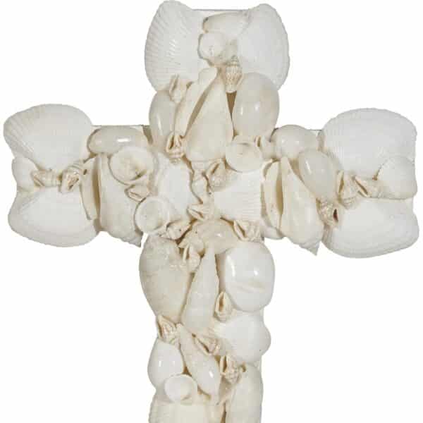 White Shell Cross on Stand 8" - Image 2