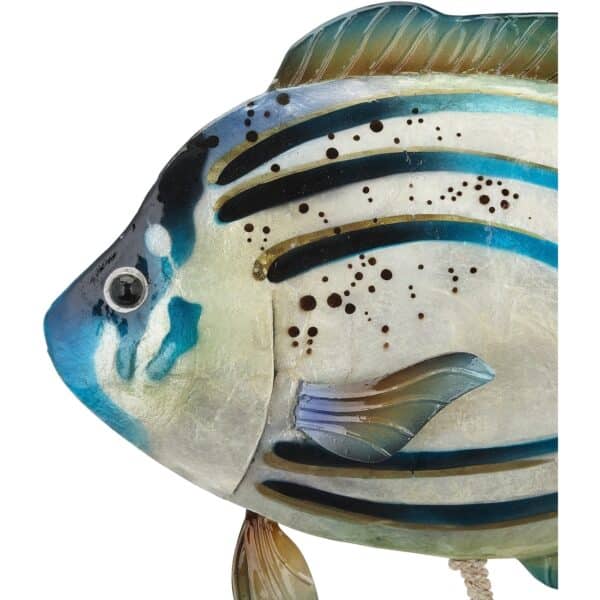 Metal & Capiz Large Tropical Fish Stand 17x14" Blue/Green - Image 2