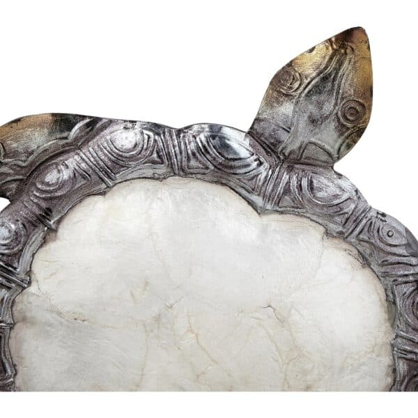 Metal and Capiz Art Turtle on Stand 9x12" (White Elegance Collection) - Image 2