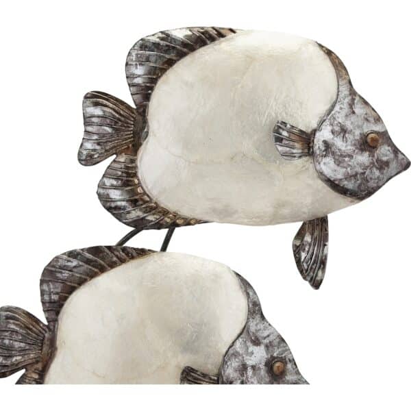 Metal and Capiz Art Three Butterflyfish on Stand 10x20" (White Elegance Collection) - Image 2