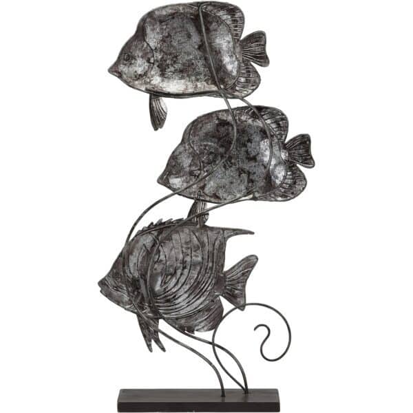 Metal and Capiz Art Three Butterflyfish on Stand 10x20" (White Elegance Collection) - Image 3