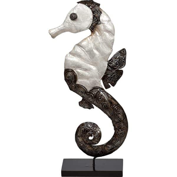 Metal & Capiz Art Seahorse on Stand 7x15" (White Elegance Collection)