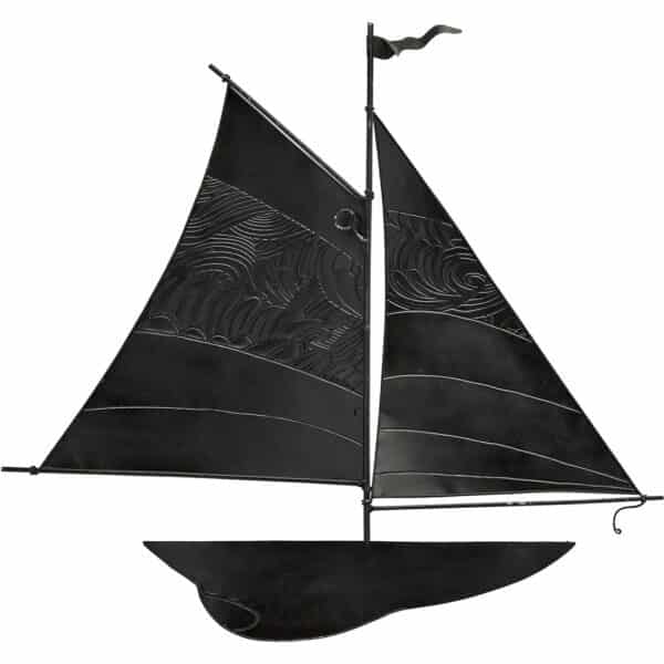 Metal & Capiz Art Waves Sail Sailboat Wall Ornament 22x22" - Image 3