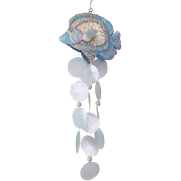 Metal & Capiz Art Embellished Tropical Fish Wind Chime 9"