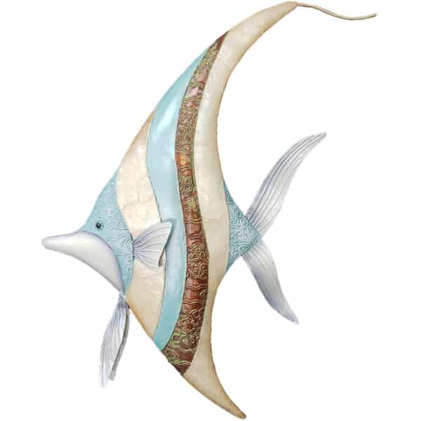Metal & Capiz Art Seaside Banner Fish Wall Art 12"