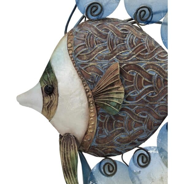 Metal & Capiz Art Nouveau Double Banner Fish Wall Art 32x21" - Image 2