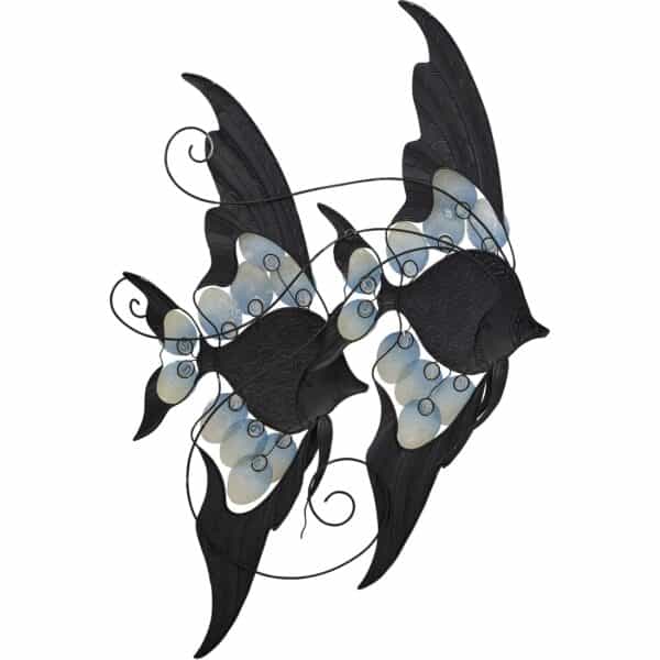Metal & Capiz Art Nouveau Double Banner Fish Wall Art 32x21" - Image 3