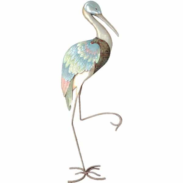 Metal & Capiz Art Right Wading Stork 31"