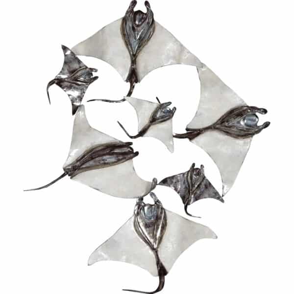 Metal & Capiz White Elegance Stingray School Wall Art