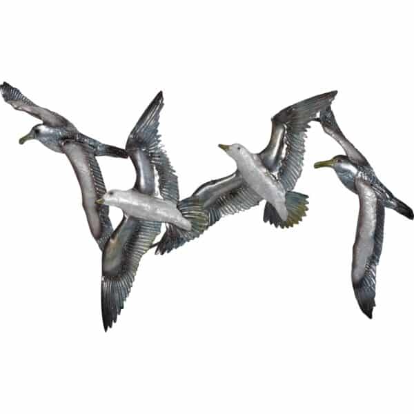 Metal & Capiz White Elegance Seagull Flock Wall Art