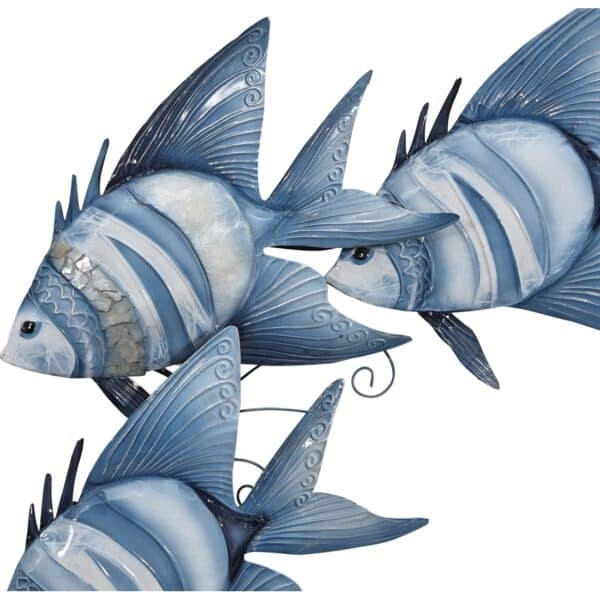 Metal & Capiz Blue White Fish School Wall Art - Image 2