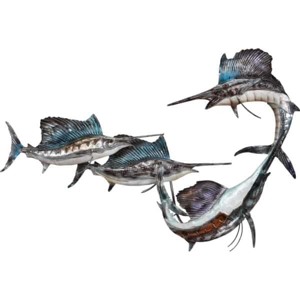 Metal & Capiz Blue Majesty Sailfish School Wall Art
