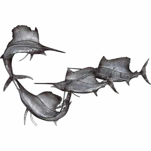 Metal & Capiz Blue Majesty Sailfish School Wall Art - Image 3
