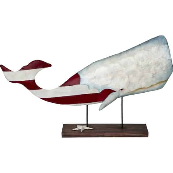 Metal & Capiz Patriotic Whale Stand