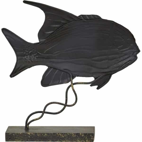 Metal & Capiz Art Small Jackfish on Stand 8x8" - Image 2