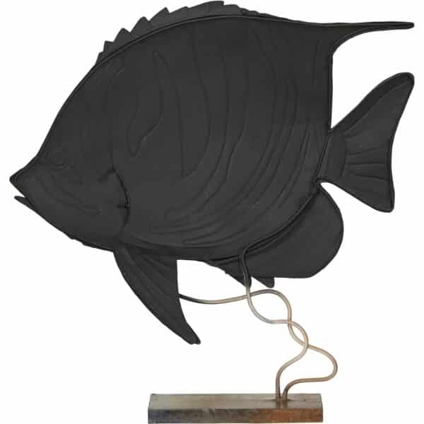 Metal & Capiz Art Large Striped Bannerfish on Stand 15x14" - Image 2