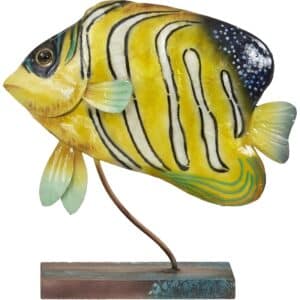 Metal & Capiz Art Royal Angelfish on Stand 8x8"