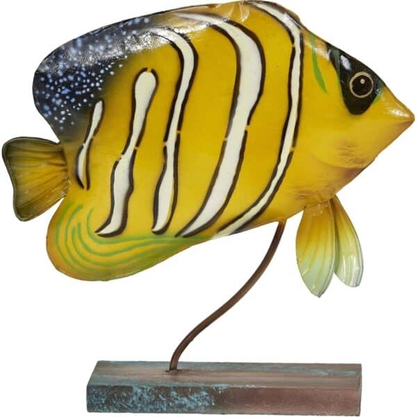Metal & Capiz Art Royal Angelfish on Stand 8x8" - Image 2