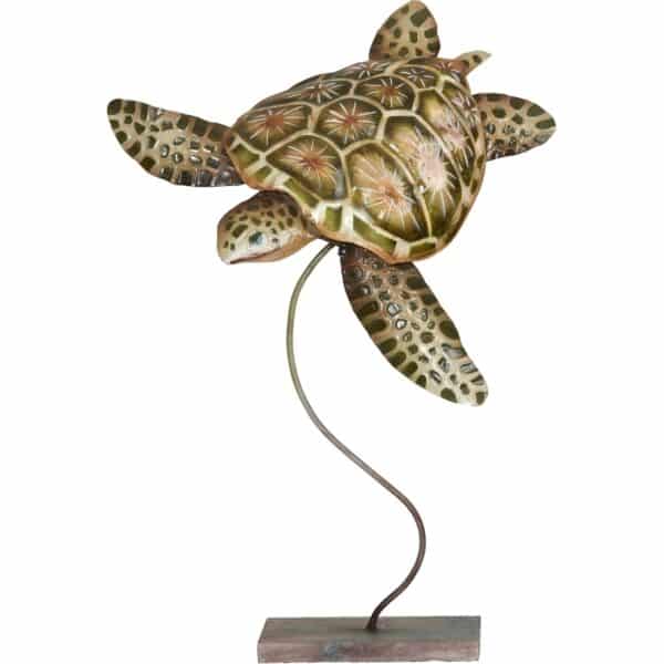 Metal & Capiz Art Hawksbill Turtle on Stand 17x11"