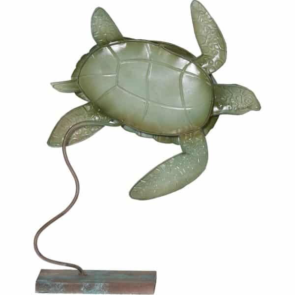 Metal & Capiz Art Loggerhead Turtle on Stand 14x10" - Image 2