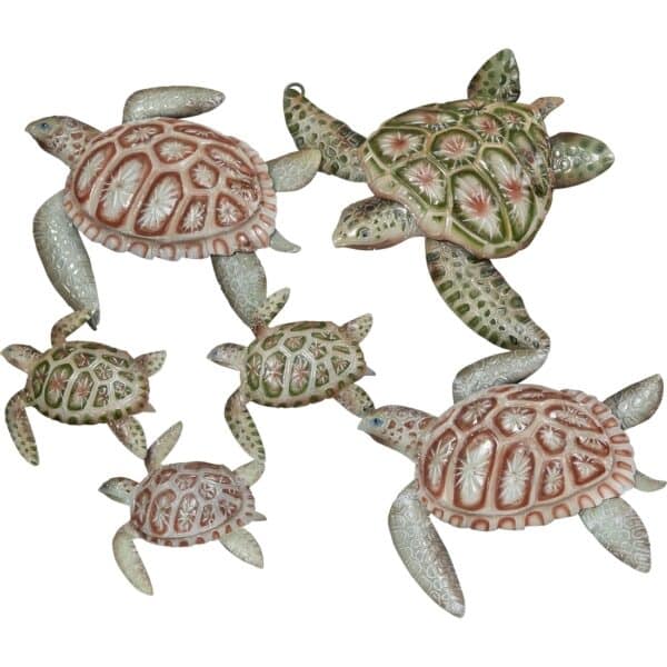 Metal Art Bale of Mixed Turtles Wall Art 19.5x23"