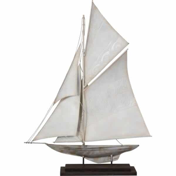 Metal & Capiz Art Battened Sails Boat on Stand - Image 2