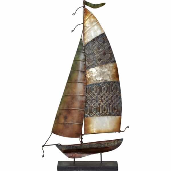 Metal & Capiz Art Rustic Sailboat on Stand 21x9.5"